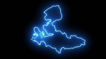 Animated map of Izmir in Turkey with a glowing neon effect video