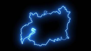 mapa de gloucester en Inglaterra con brillante neón efecto video