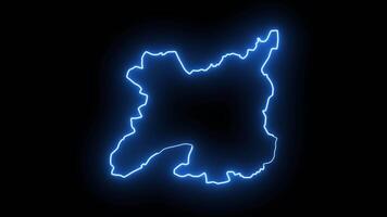 map of Tourcoing in france with glowing neon effect video