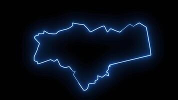 mapa de peterborough en Inglaterra con brillante neón efecto video