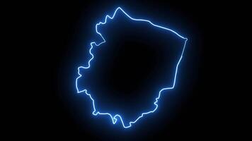 Worcester map in england with glowing neon effect video