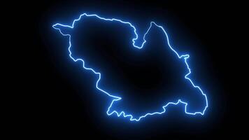 map of Sheffield in england with glowing neon effect video