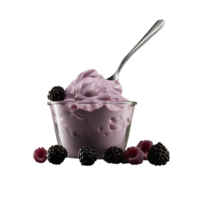 AI generated Black berry yoghurt isolated on png background