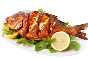 AI generated Roasted fish isolated on png background