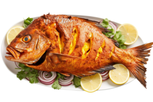 AI generated Roasted fish isolated on png background