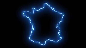 Parigi carta geografica nel Francia con raggiante neon effetto video