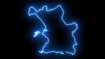 mapa de Marsella en Francia con brillante neón efecto video