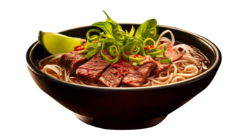 AI generated Beef noodles soup isolated on png background
