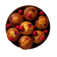 AI generated Raspberry muffin isolated on png background