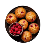 AI generated Raspberry muffin isolated on png background