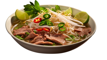 AI generated Beef noodles soup isolated on png background