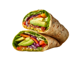 AI generated Color full Veggie Wrap isolated on png background