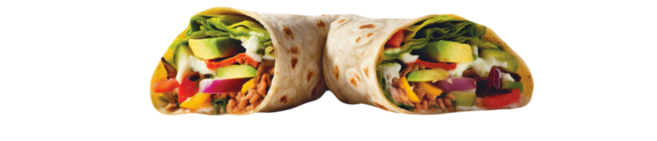 AI generated Color full Veggie Wrap isolated on png background