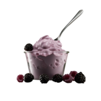 AI generated Black Berry yoghurt isolated on png background