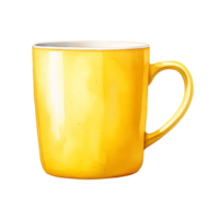 AI generated Watercolor Yellow Mug isolated on a transparent background. png