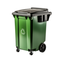 AI generated Green Garbage Container with Recycling Symbol isolated on a transparent background. png