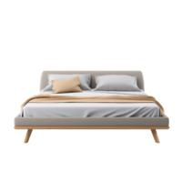 AI generated Platform Bed. Scandinavian modern minimalist style. Transparent background, isolated image. png