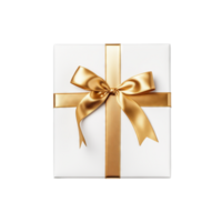 AI generated White Gift Golden Ribbon isolated on a transparent background. png