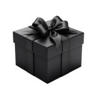 AI generated Black Gift Box Black Ribbon isolated on a transparent background. png