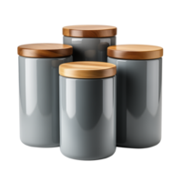 AI generated Kitchen Canisters. Scandinavian modern minimalist style. Transparent background, isolated image. png