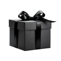 AI generated Black Gift Box Black Ribbon isolated on a transparent background. png