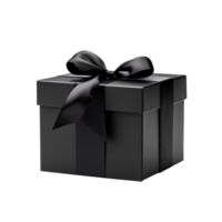 AI generated Black Gift Box Black Ribbon isolated on a transparent background. png