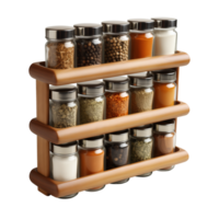 AI generated Wooden Spice Rack isolated on a transparent background. png