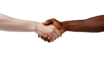 AI generated Black and White hand handshake isolated on a transparent background. png