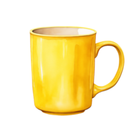 AI generated Watercolor Yellow Mug isolated on a transparent background. png