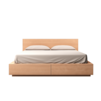 AI generated Platform Bed with Storage. Scandinavian modern minimalist style. Transparent background, isolated image. png