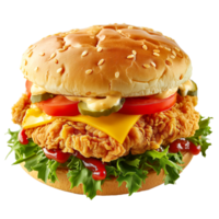 AI generated Chicken Burger isolated on a transparent background. png