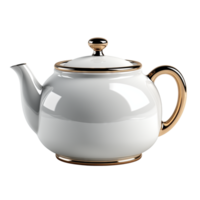 AI generated Teapot white ceramic isolated on a transparent background. png