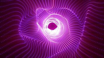 Purple energy magic hi-tech light digital tunnel frame made of futuristic energy lines. Abstract background. Video in high quality 4k, motion design