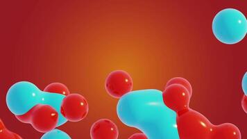 Abstract liquid animation of colored bubbles on orange background rising up. 3D animation. Clean and minimalistic design video