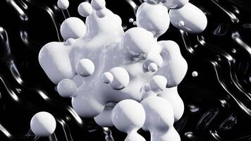 Organic monochrome spheres in abstract motion on dark background. 3D render animation. video