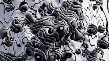 magnifique monochrome noir et blanc abstrait bulles sur minimal conception Contexte. 3d rendre animation. video