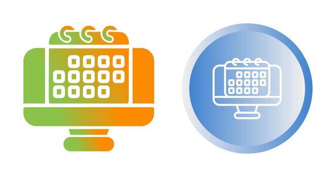 Desktop computer with cale Vector Icon