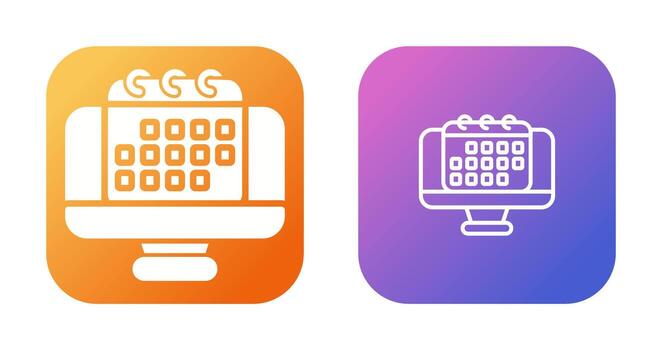 Desktop computer with cale Vector Icon