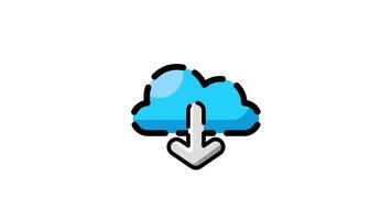 animated blue download cloud icon for presentation footage. video