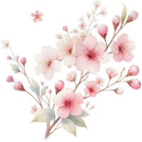 AI generated Cherry blossom floral spring watercolor border decoration art. png