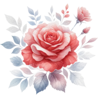 AI generated Rose floral spring watercolor border decoration art. png