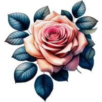 ai generato rosa floreale primavera acquerello confine decorazione arte. png
