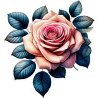 ai généré Rose floral printemps aquarelle frontière décoration art. png