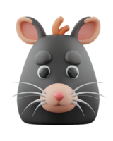 3D Illustration rat head png