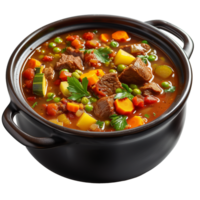 AI generated Set of Pot of Vegetable beef soup Isolated on transparent background png