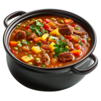 AI generated Set of Pot of Vegetable beef soup Isolated on transparent background png