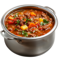 AI generated Set of Pot of Vegetable beef soup Isolated on transparent background png