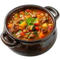 AI generated Set of Pot of Vegetable beef soup Isolated on transparent background png