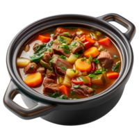 AI generated Set of Pot of Vegetable beef soup Isolated on transparent background png