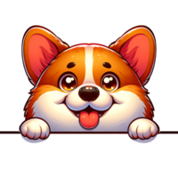 AI generated Dog peeking, Corgi cartoon design. PNG Transparent isolate background